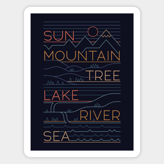 Sun, Mountain, Tree Magnet by Thepapercrane